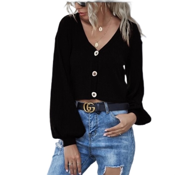 SHEIN Tops - button down puff sleeve top